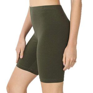 Women Dark Olive Color Cotton Bike Short Leggings_7"